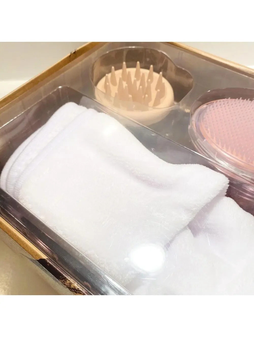 Bamboo Scalp Massager Gift Set with Exfoliating Skin Brush, Hair Wrap Turban New